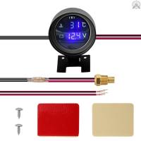 [Ready Stock + local seller] Round LED Digital Car Truck Water Temp Gauge Temperature Sensor Temperatura Moto + Voltmeter Volt Voltage Meter 2 in 1 12V 24V