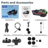 GEARELEC G-Max Group Of 6 Wireless Intercom Bluetooth Helmet Motorcycle Headset 2000M FM Radio/LCD Support Music Sharing