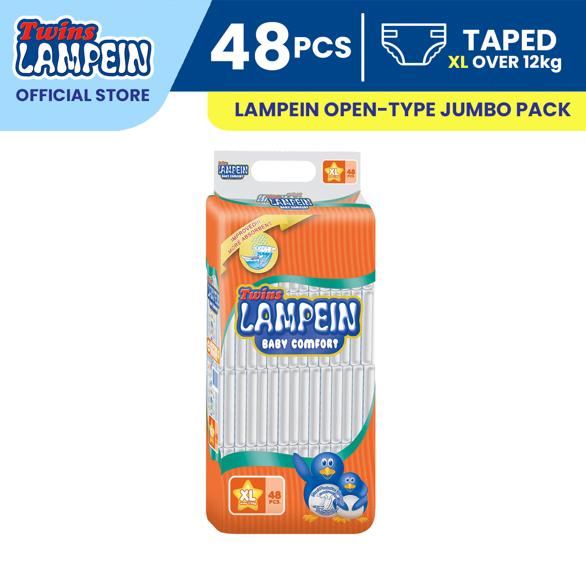 Lampein Baby Diaper Jumbo Pack Extra Large 48s