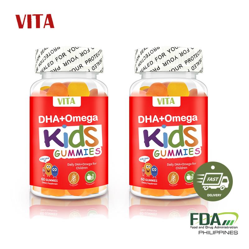 【FDA Certification】VITA OMEGA + DHA For Kids Gummies Vitamin Zinc C Probiotics for Brain Development Boosts Immune 60 Gummies
