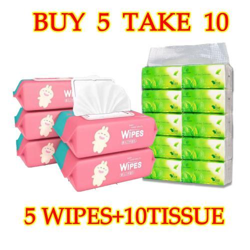 【Buy10Take10】20Pcs baby Organic Facial wipes and tissue bundle Combo Unscented tissue and wipes set