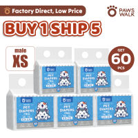 【BUY 1 SHIP 5】PawsWalk Pet Diapers Dog Cat Diapers 60PCS Absorbent Quick Disposable Male/Female XXS XS S M L XL
