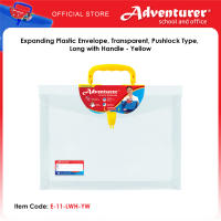 Adventurer Expanding Plastic Envelope Transparent Pushlock Type Long with Handle