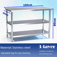 Heavy Duty Stainless Steel Kitchen Workstation 2-Tier Food Prep Table with Storage Shelf Rustproof Rack