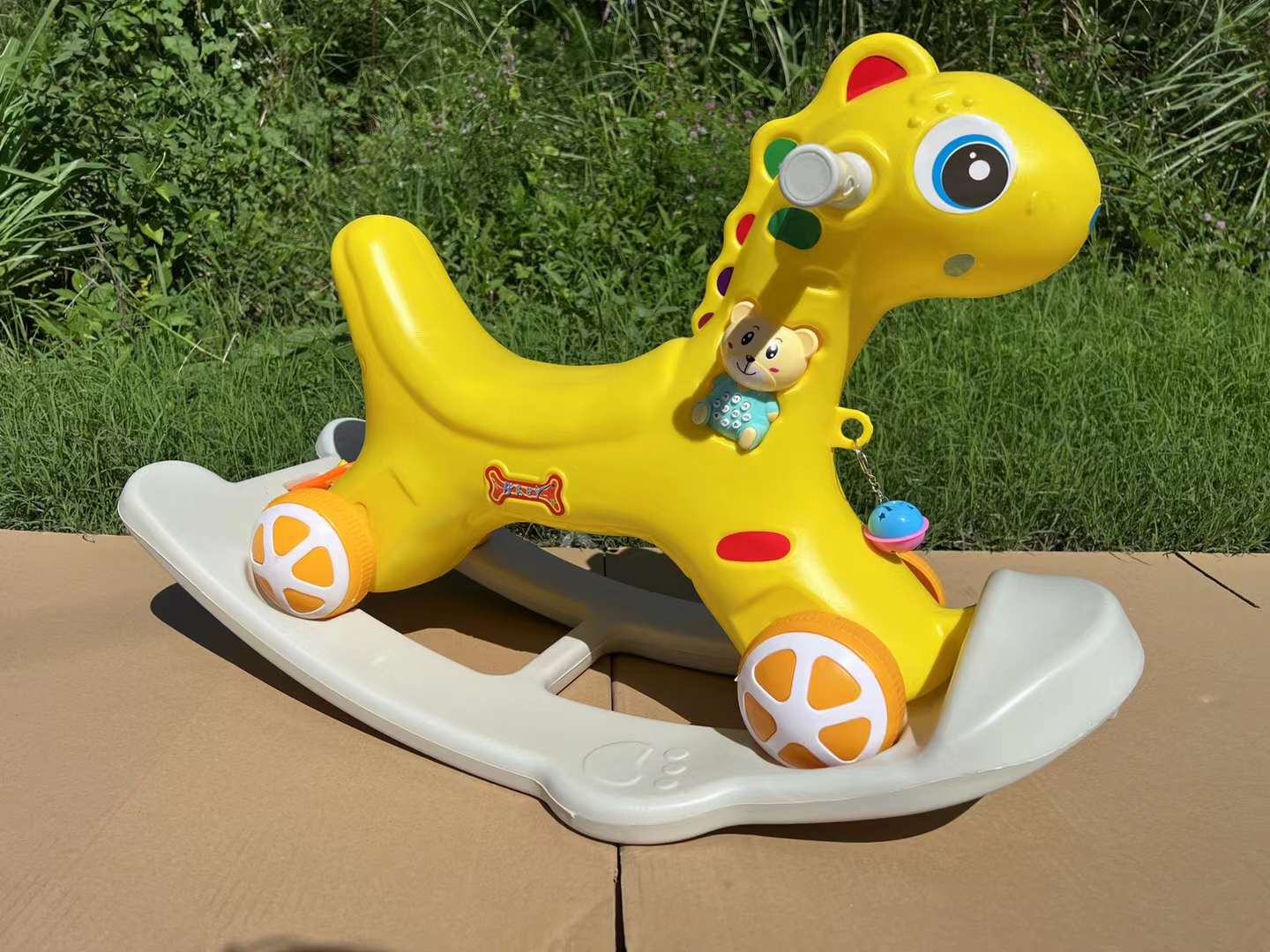 2 in 1 Rocking Horse Rider Push Car Rocker Pony Trojan Toys Childrens Rocking Horse Trojan Kid Christmas Gift