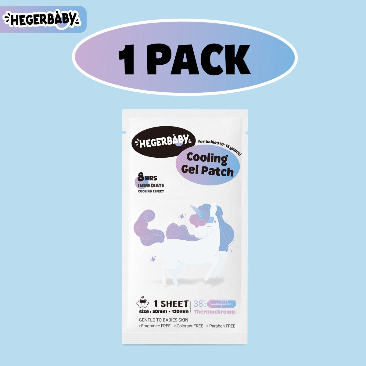 Hegerbaby Cooling Gel Patch – Baby Fever Patch Safe & Gentle 8H Immediate Cooling Effect All Ages