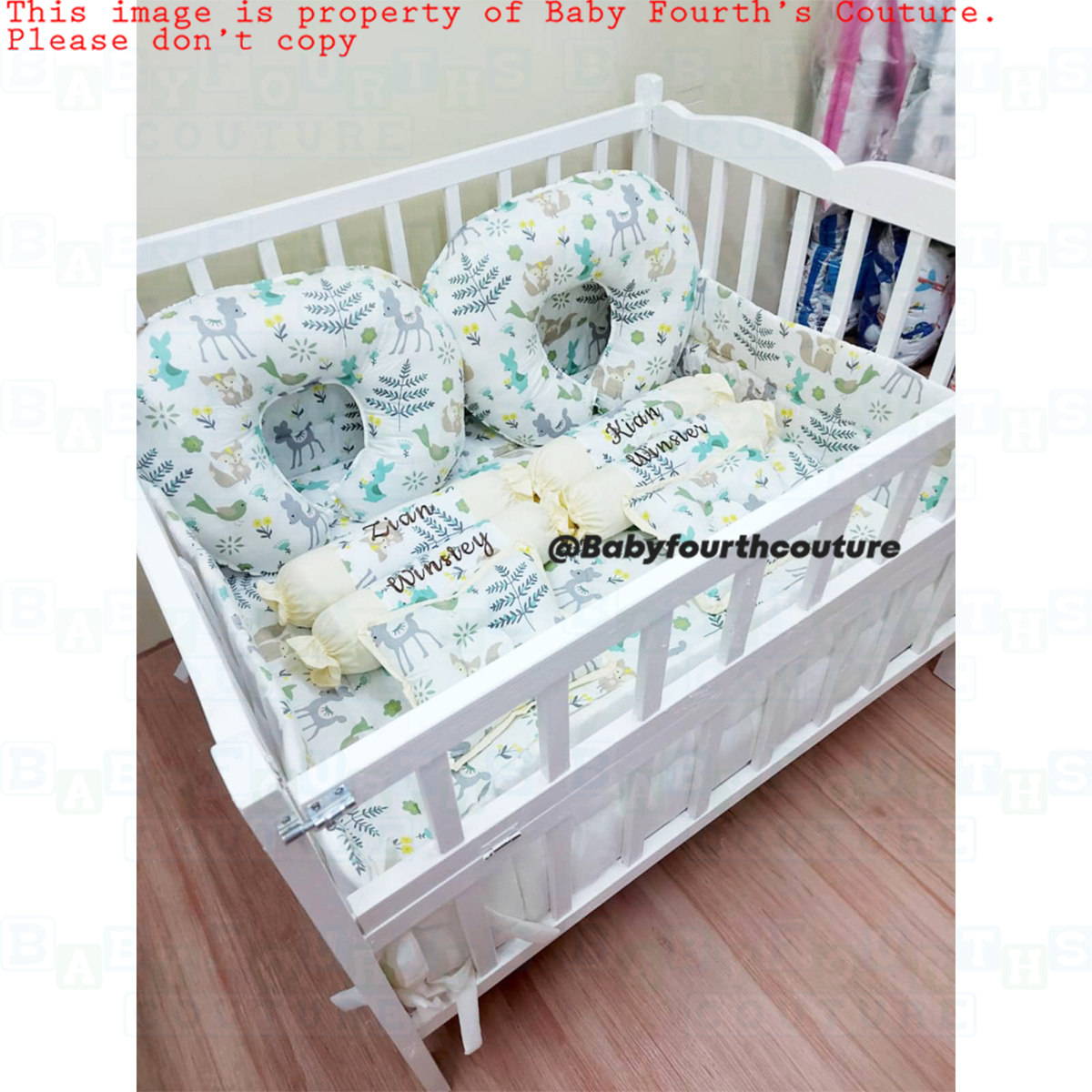 Baby Fourths Couture Twin Wooden Crib Set for Baby
