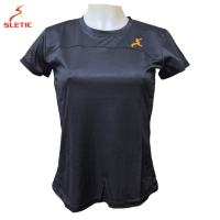SLETIC New Breathable Cotton round Neck Sports Top for Women - Pink/Teal Yoga & Running T-Shirt MV7756H/M7717H