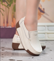 Womens Wedge shoes Heeled Loafers Genuine Leather Casual Slip On Platform Shoes Walking Shoes 35-41size