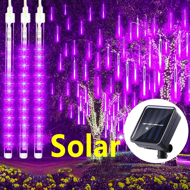【COD】220V solar/Plug in Meteor Shower Rain Lights Falling Raindrop Fairy String Light for Outdoor Garden Tree Indoor Home Party Decor