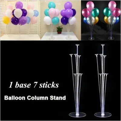 1 Set 7 Tube Balloons Holder Column Base Balloon Stand Clear Plastic Balloon Stick Birthday Party Decoration