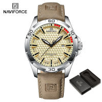 NAVIFORCE Watch for Men Fashion Casual Wristwatch Waterproof 2023 Brown Leather Strap Watches Date Relo Shock Resistant NF8023