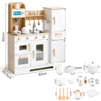 PlayPark Kitchen Set Toy For Girl Wooden Play Kitchen With Accessories Pots Pans Lights Sounds Cooking Toys For Kids