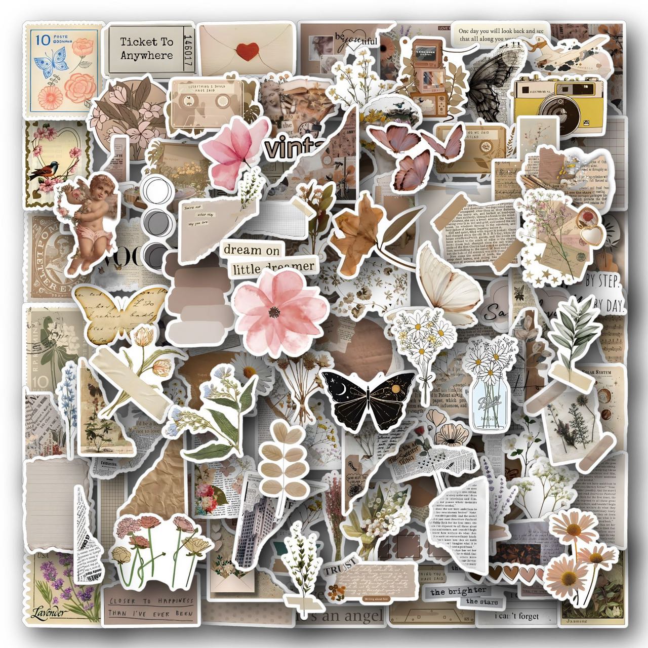 xs727-120 pcs retro series incomplete diary graffiti waterproof sticker