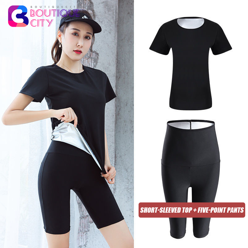 【Weight Loss】Women Sauna Suit 2-Piece Set Gym Outfit For Lady Fitness ...