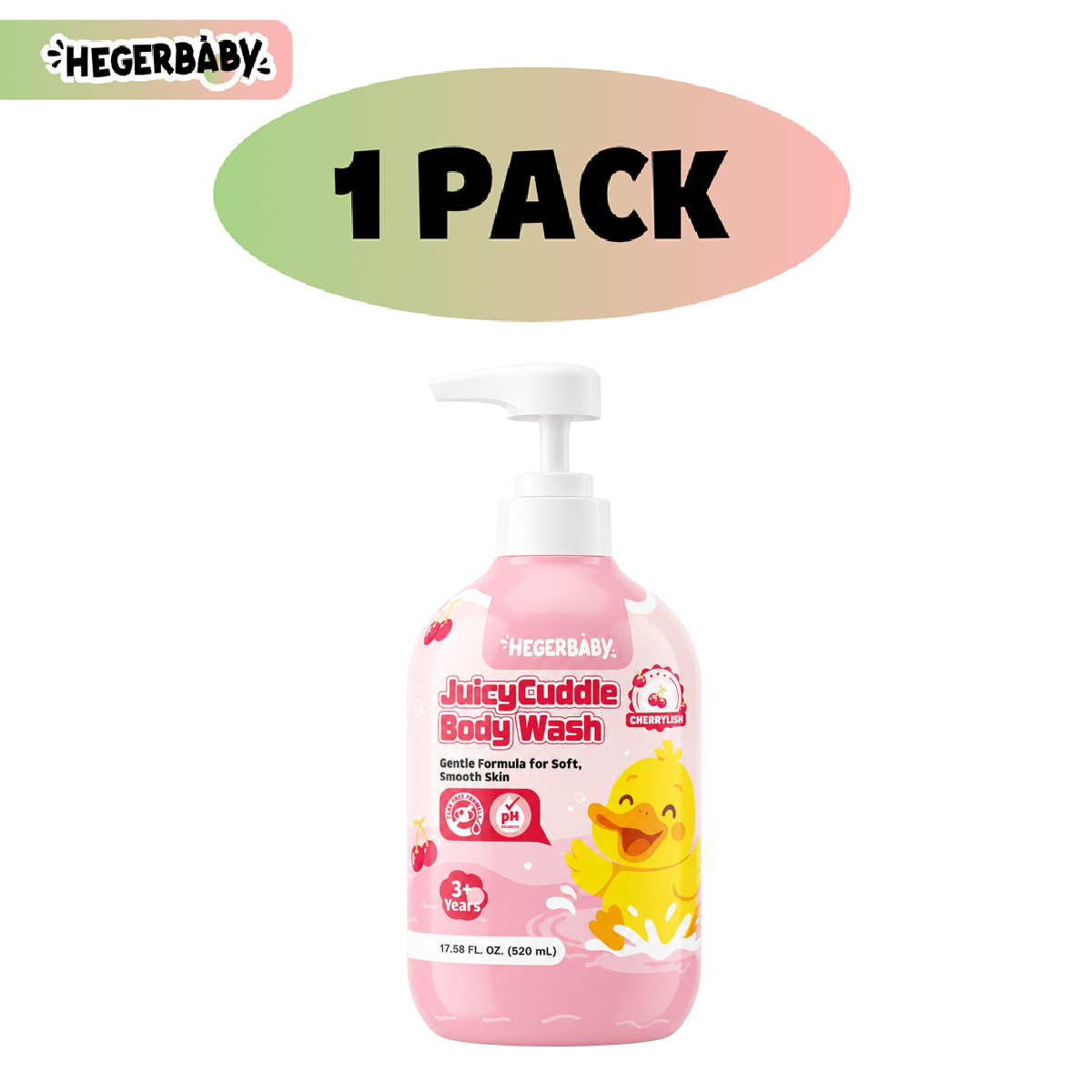 Hegerbaby JuicyCuddle Baby Wash Cherry + Melon - Deep CleansingLong-Lasting Fragrance Body Wash