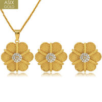 [2 in 1 set] ASIX GOLD 18K Saudi Gold Alahas Set kuwintas at hikaw para sa mga kababaihan Exquisite Alahas Set Regalo