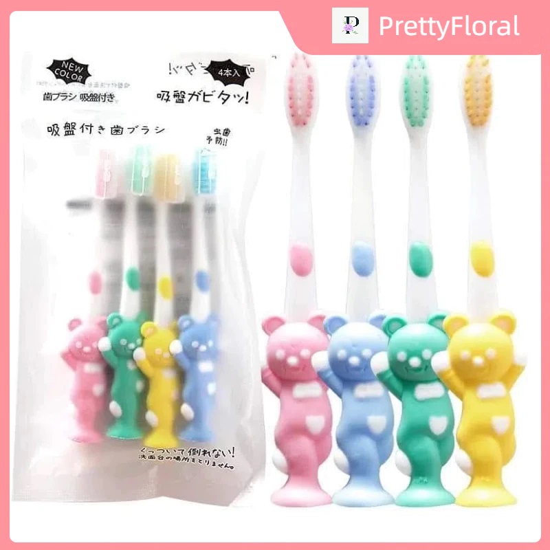 PrettyFloral~Buy 1 Take 1 Baby Kids Soft Bristle Toothbrush & Fruits Flavor Food Graded Toothpaste