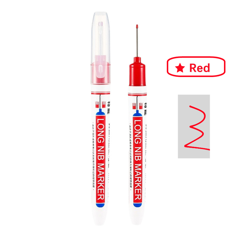 20mm Marker Pen Long Tip Deep Hole for Metal Long Nib Marker Pen Permanent Markers Woodworking Waterproof Construction Markers Marking Tool