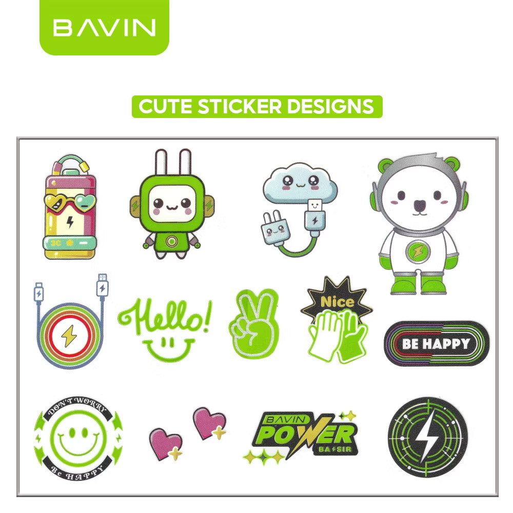 BAVIN Cute Cartoon Character Stickers Transparent DIY Decorative Sticker Suitable for Powerbank