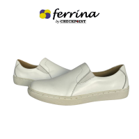 Ferrina by Checkpoint MARIKINA MADE womens LEATHER NURSE CASUAL SHOES SLIP ON white | Melissa