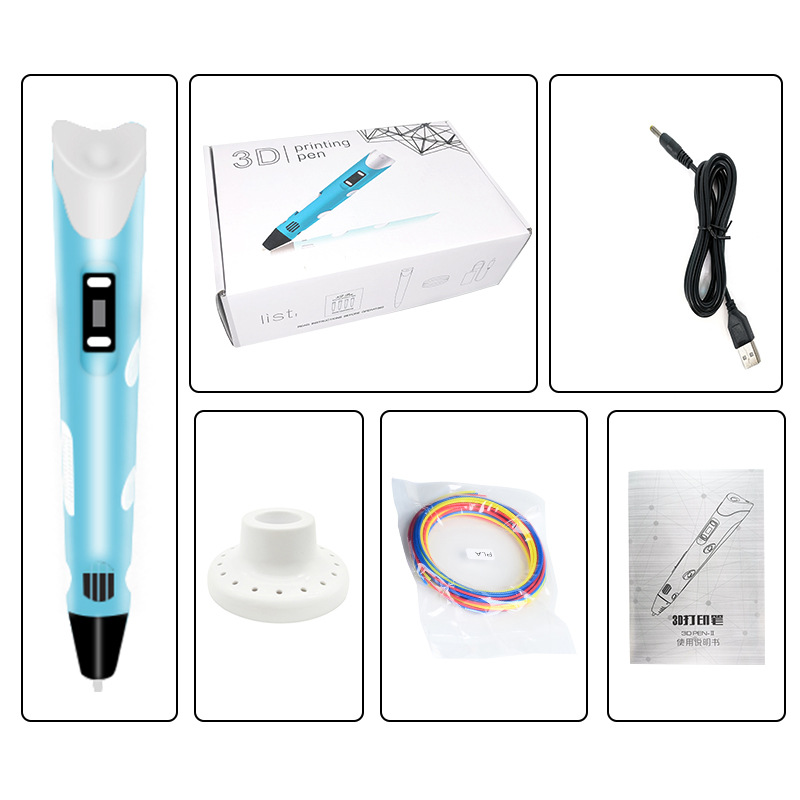 [READY STOCK] 3D Pen 3D DIY Drawing Pen With LCD Screen Compatible PLA Filament Toys Safe 3D Pen for Children Kids