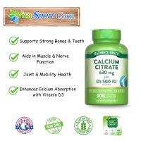 Nature’s Truth Calcium Citrate 630mg + Vitamin D3 500 IU 100 Tablets | Bone Strength Joint Support Calcium Absorption