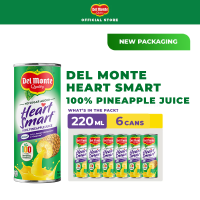 DEL MONTE 100% Pineapple Juice Drink Heart Smart with Reducol for Lower Cholesterol - 220ml x 6