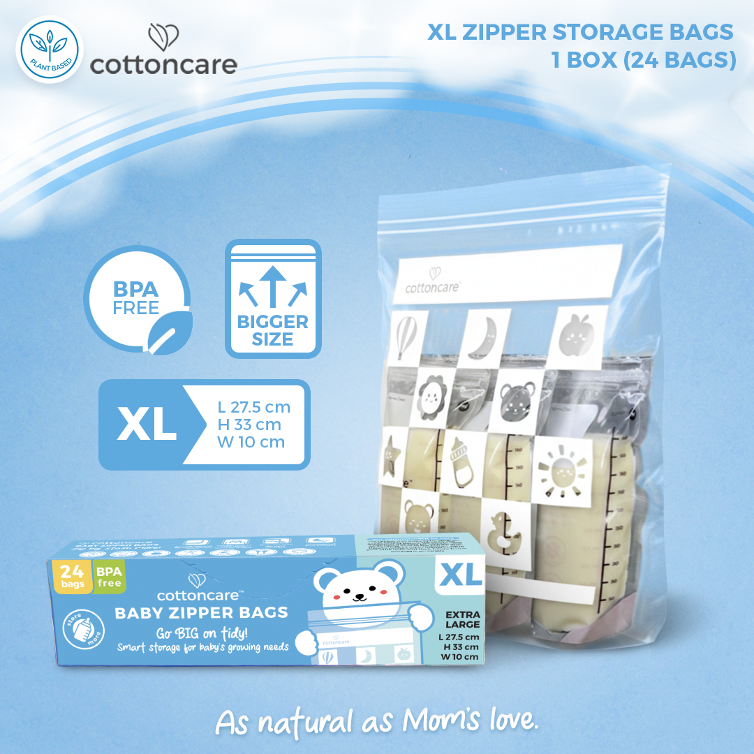 Cottoncare™ Extra-Large Zipper Bags Baby Infant Ziplock Plastic Breast Milk Bag Storage