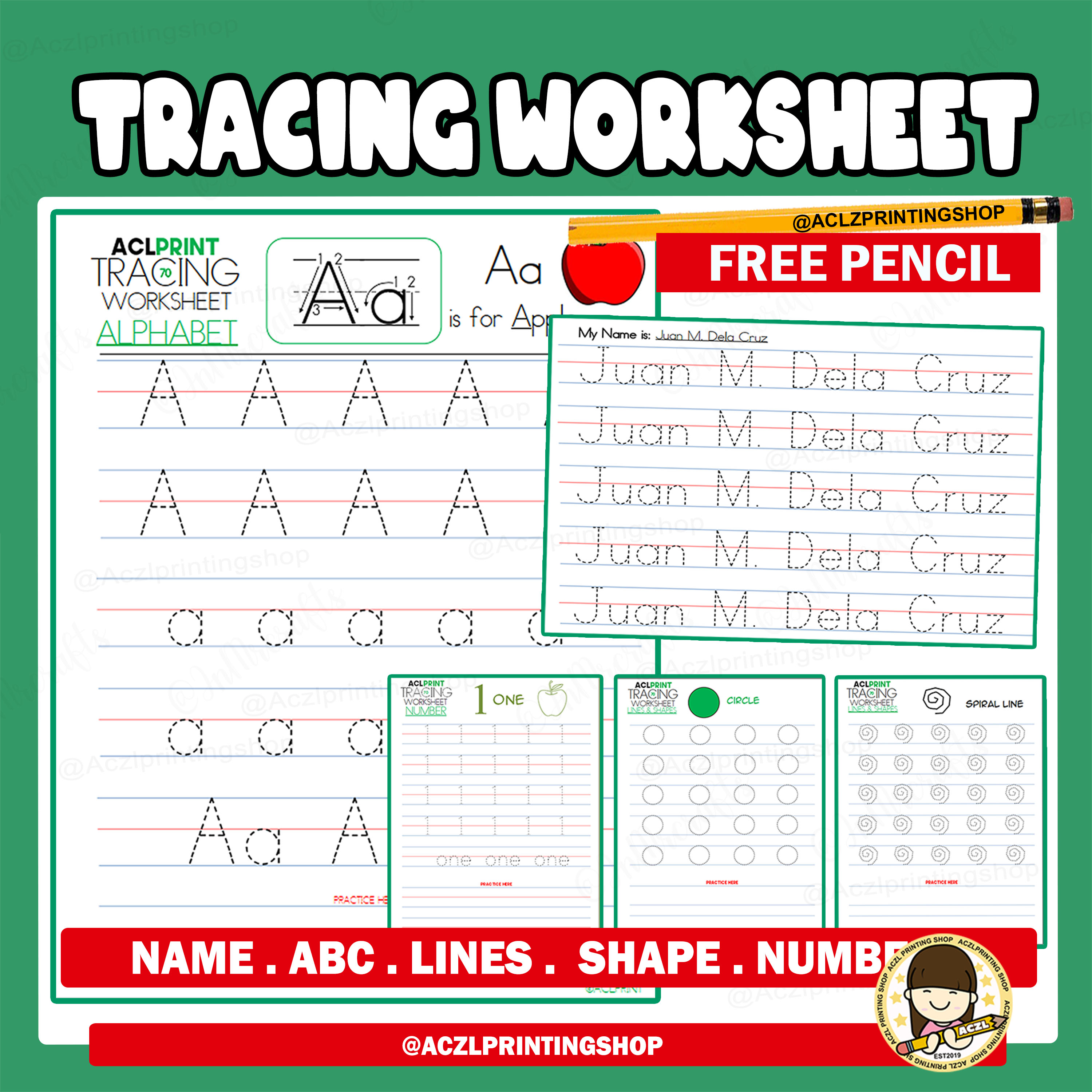 TRACING WORKSHEET for kids ( 70 PAGES ) PERSONALIZED WORKSHEET - ACZLPRINTINGSHOP