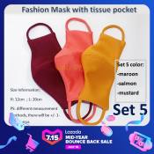 3 pcs Washable Cloth Face Mask / 3 assorted color / with Filter Slot