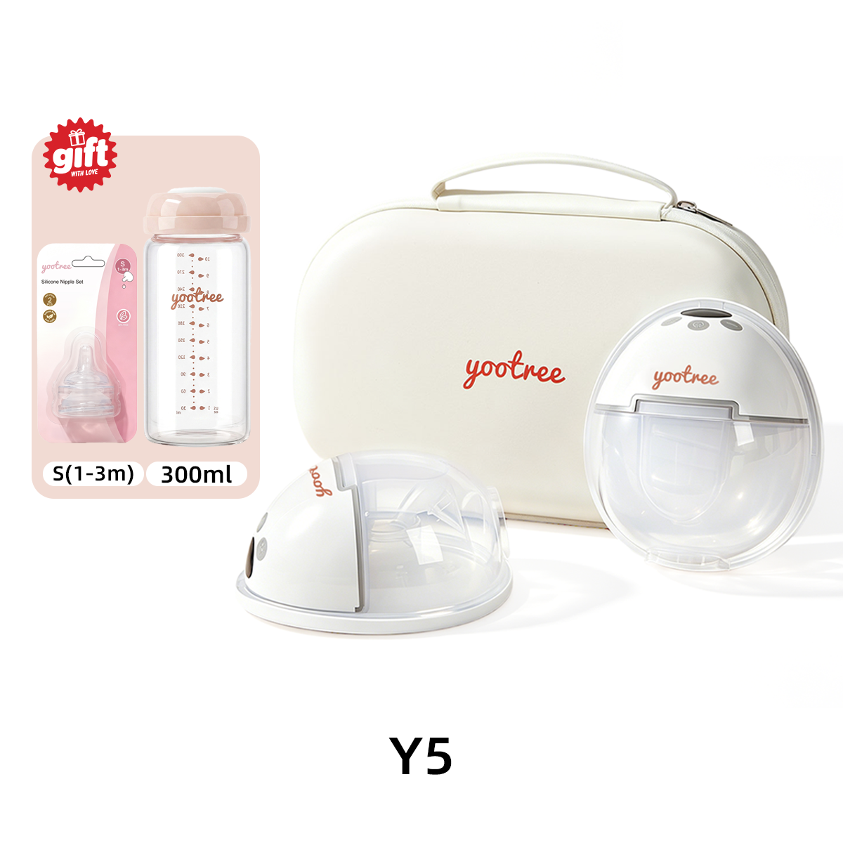 yootree Double Wearable Electric Breast Pump Wireless Hands Free Rechargeable Portable Milk Pump 180ml BPA Free Low Noise for Working Moms