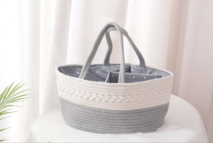 【COD】Mums Corner Caddy Bag Portable Diaper Organizer Bag Multipurpose Bag Baby Toddle Mother Bag Rope Woven Felt Baby Diaper Storage Basket
