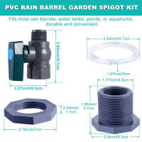 PVC Rain Barrel Diverter Kit 3/4 Inch Rain Barrel Valve Rain Barrel Spigot Kit with Bulkhead Fitting Adapter Faucet Kit Fitting Gardening Supplies Bulkhead Accessories Bucket Spigot Outdoors 3/4 Inch Rain Poke For Water Tanks Aquariums Tubs Barrel