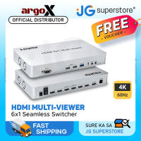 ArgoX 4K 60Hz HDMI 6x1 Multi-Viewer Seamless Switcher Ultra HD Supports Touch Screen IR Remote & RS232 Control Stereo Audio Video Superposition for Gaming TV Monitor Display | HDSW6-Q | JG Superstore