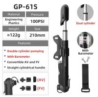GIYO GP-61S Bicycle Hand Pump Mini Portable Pump TAIWAN Double Action W/ Gauge For Schrader & Presta Valves