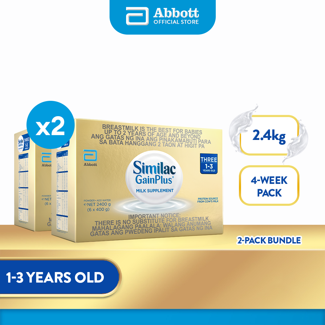 Similac GainPlus 2.4kg Bundle of 2 for Children 1-3 Years Old Milk Supplement Powder (4.8kg)