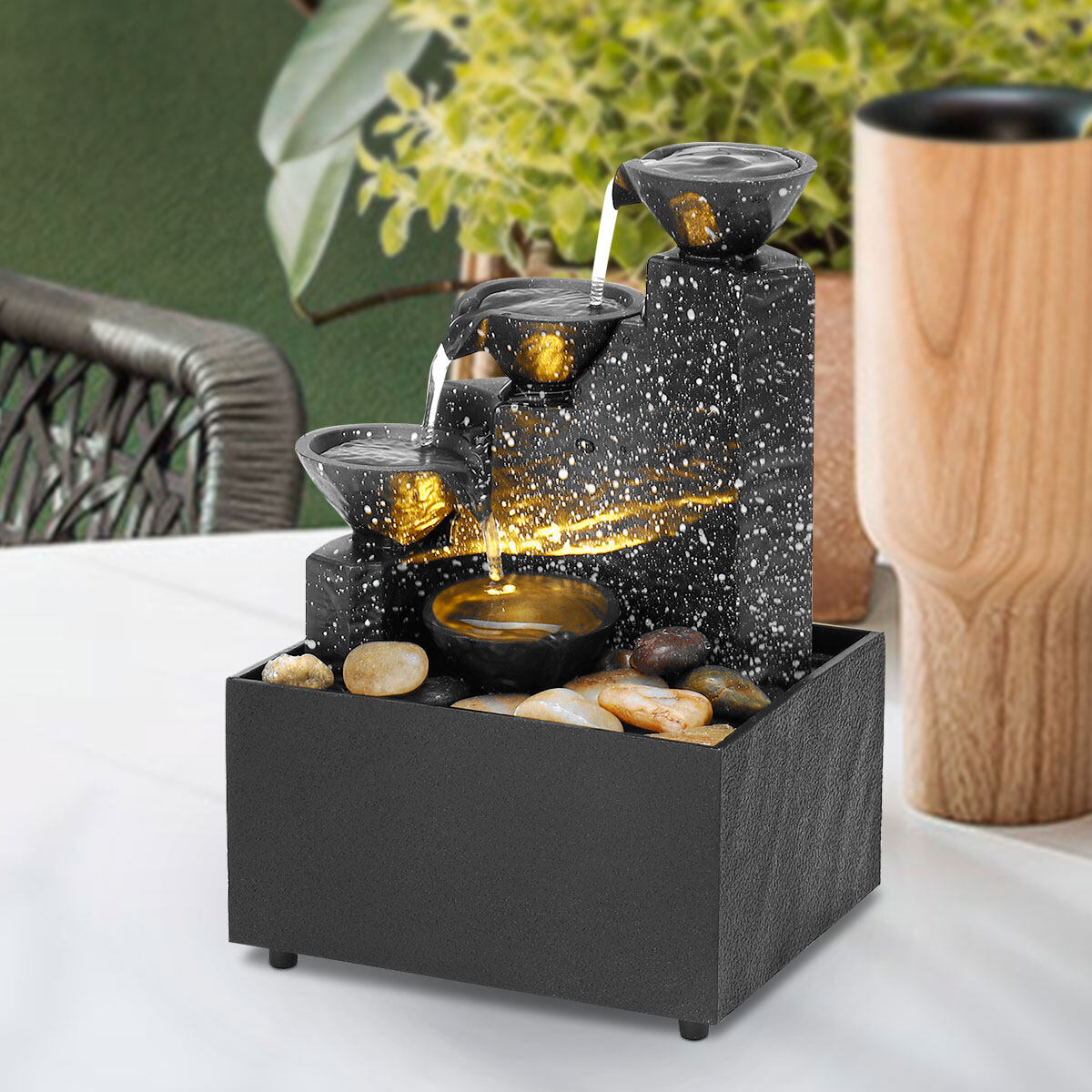present Tabletop Fountain Ornaments Home Gardening Decoration Rockery Water Fountain Crafts Gifts Desktop Decorations