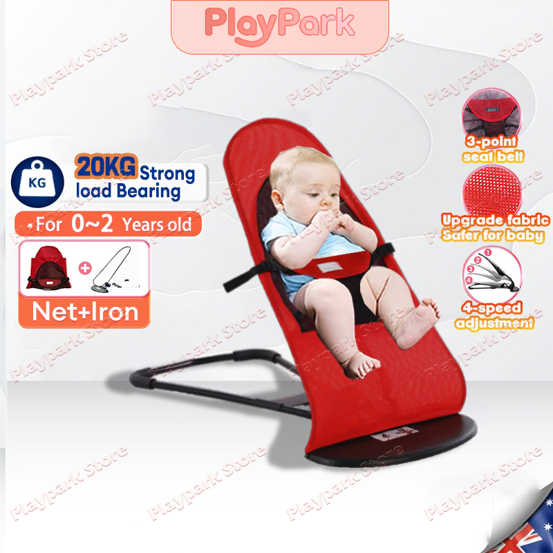 PlayPark Rocking Chair for Baby Foldable Bouncer for Newborn Multifunctional Chair with Toys & Pillow