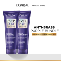 LOreal Paris Ever Pure Purple Shampoo and Conditioner Set (200mL) - Hair Care Hair Treatment Sulfate Free Anti-Brass for Bleached and Colored Hair
