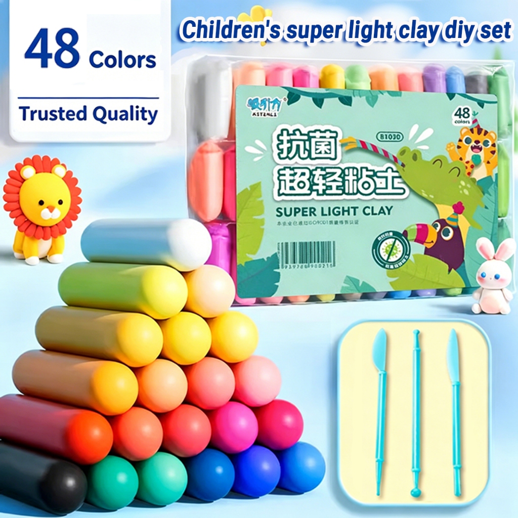 12/24/36/48 Colors Ultra Lightweight Air-Drying Modeling Clay Plasticine Set Childrens Toys Best Kids Gift