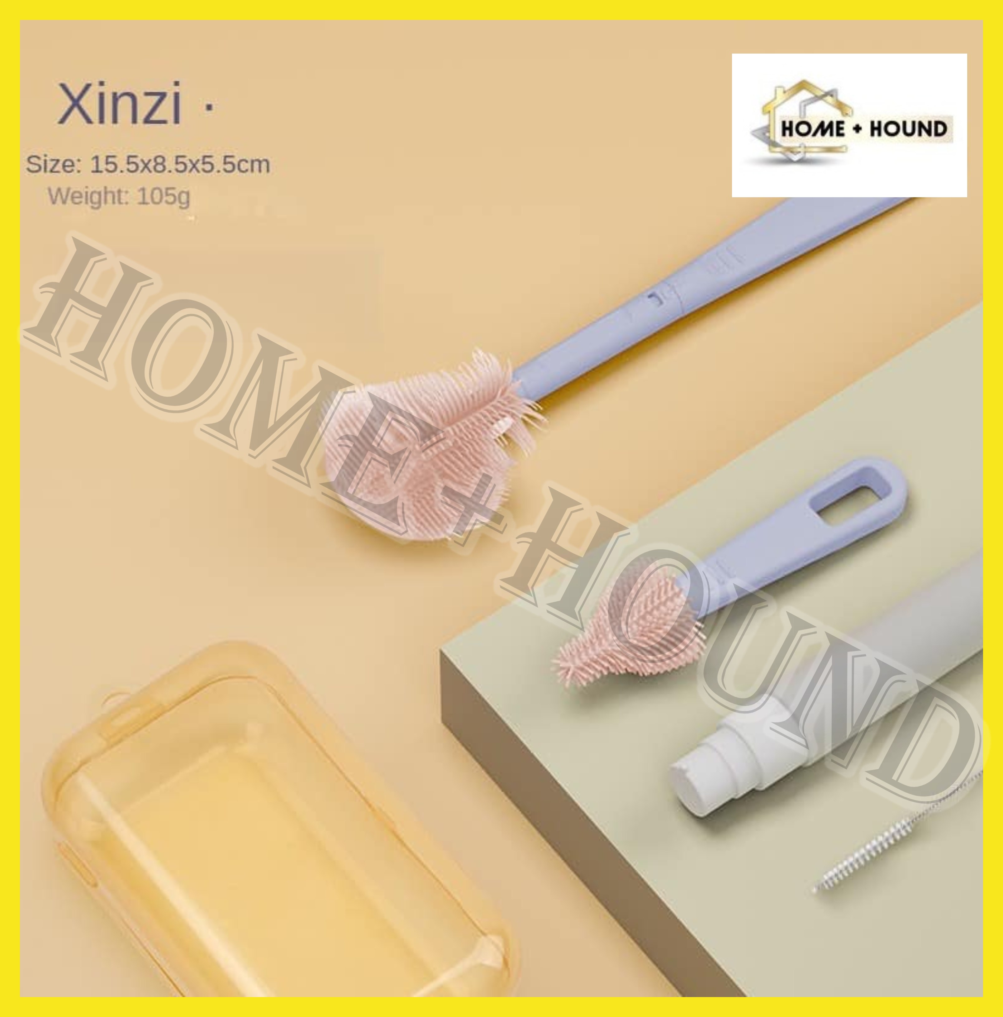 HOME + HOUND 5-in-1 Travel Baby Bottle Brush Set Multifunctional Pacifier Brush Silicone Baby Milk Bottle Cleaning Nipple Brush Straw Cleaner Brush