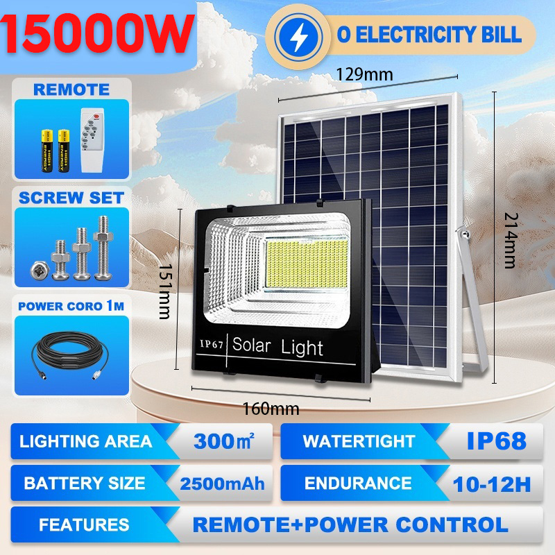 【 BUY 1 TAKE 3 】30 Year Warranty 120000W Solar Led Outdoor Flood Light Street Lamp IP68 Waterproof With Remote