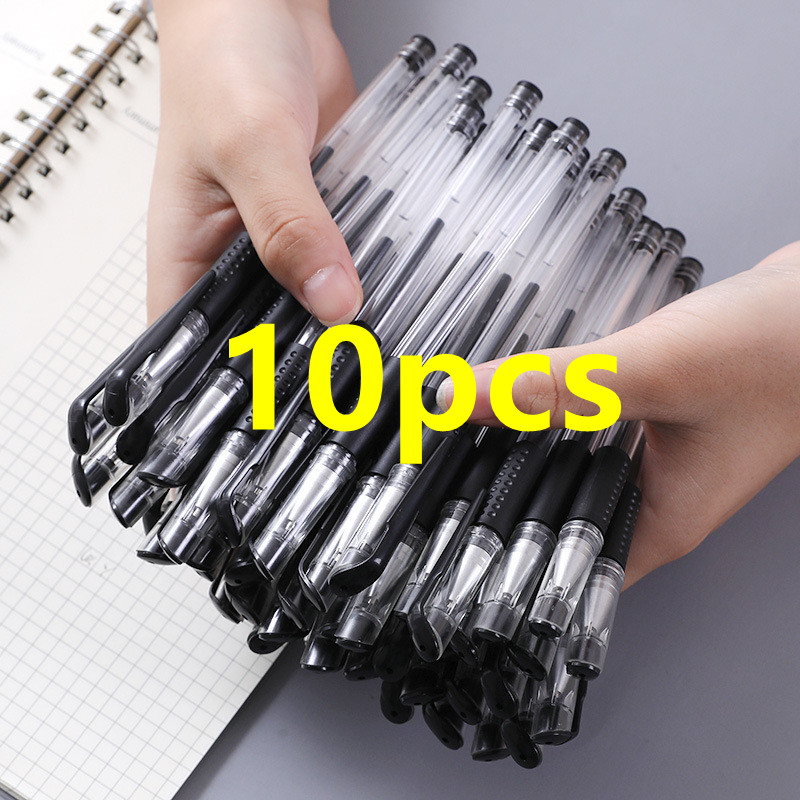 Wholesale 10 pcs ballPen set Black Blue Red Ink Gel Pen set Color 0.5 mm sign pen Students ball Pen Rods Refill
