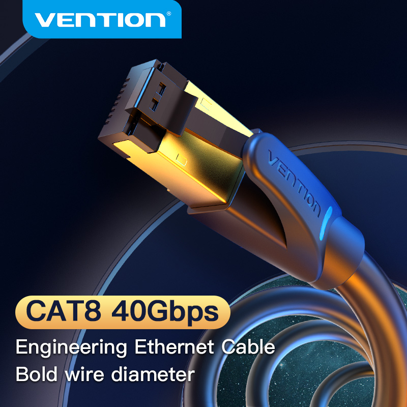 Cáp ethernet vention rj45 cat8 cáp lan sftp 40gbps 2000mhz rj 45 cat 8 mạng cáp ethernet cho router modem cáp ethernet