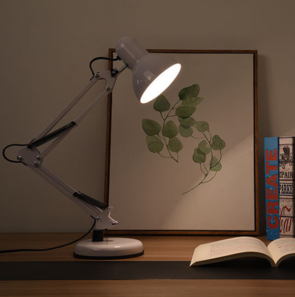 Metal Adjustable Arm Work Desk Lamp Study Room Lights Office Led Reading Table Lights（With Clip)