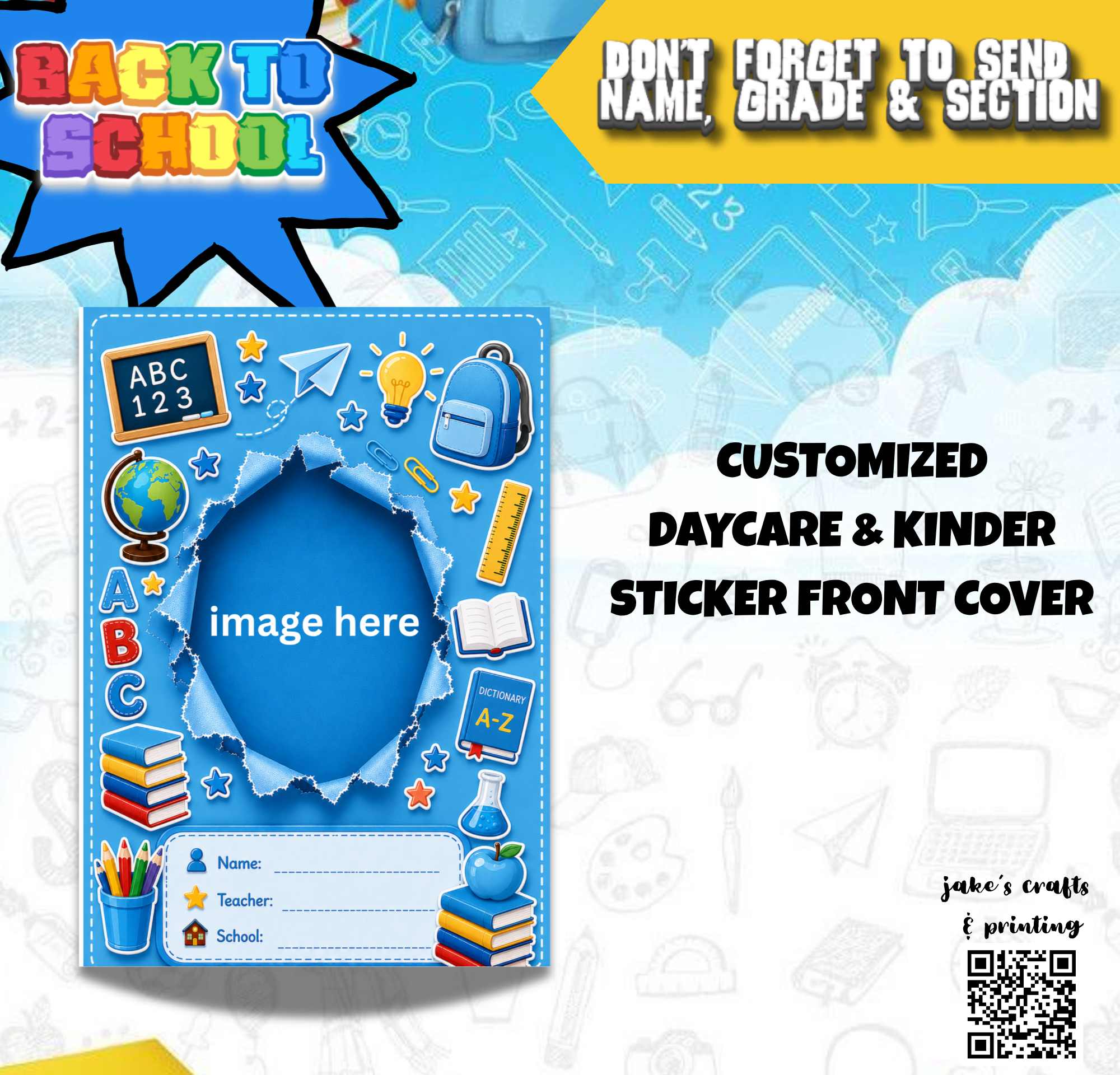 Personalized Daycare & Kindergarten Sticker Label Portfolio & Front Cover
