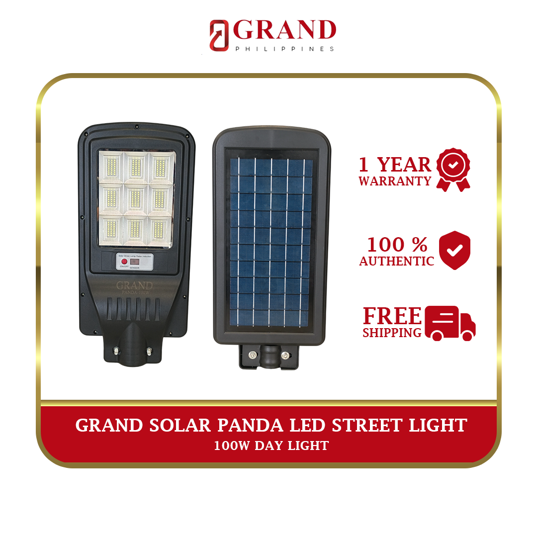 Grand PANDA Solar LED Street Daylight 150 Watts - Heavy Duty Die-Cast Aluminum Alloy Water Resistance Renewable Energy Saving