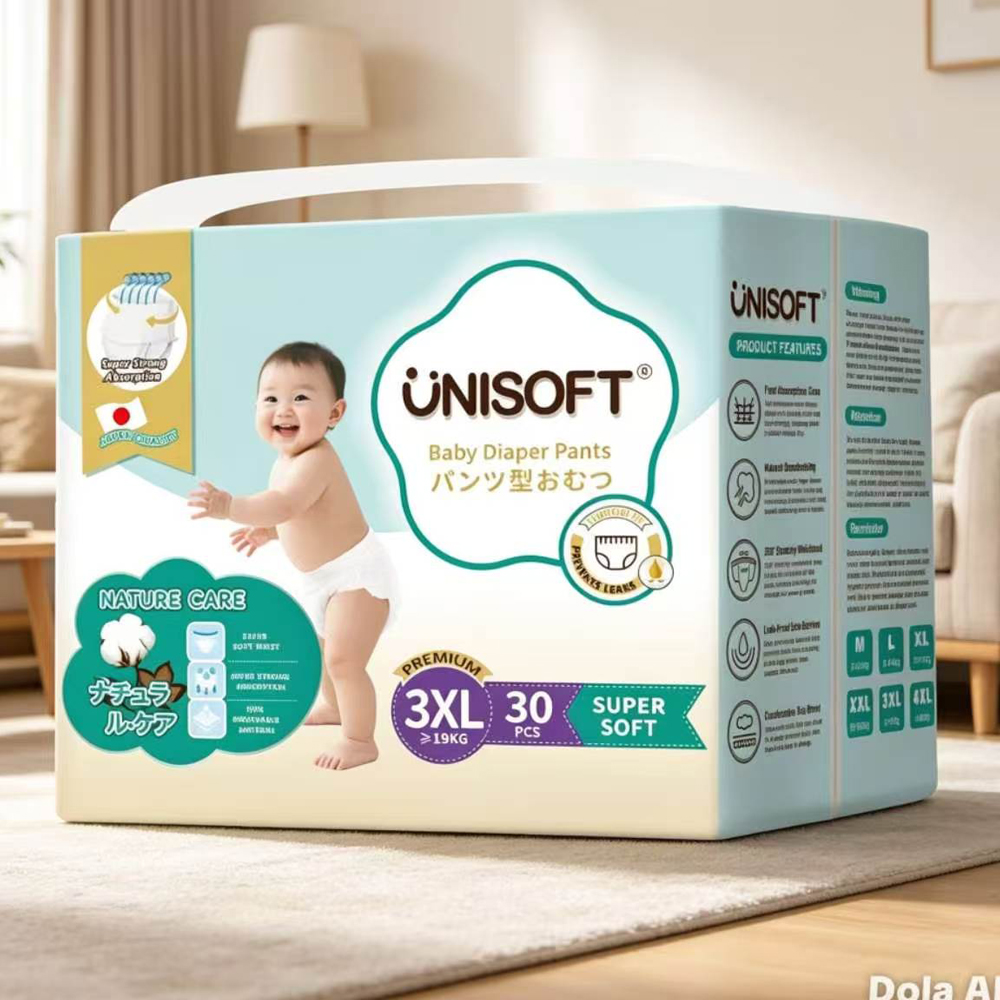 UNISOFT Baby Diaper Pants XL 30 pcs Super Soft Nature Care - Super soft XL size 30 pieces nature care baby diaper pants.