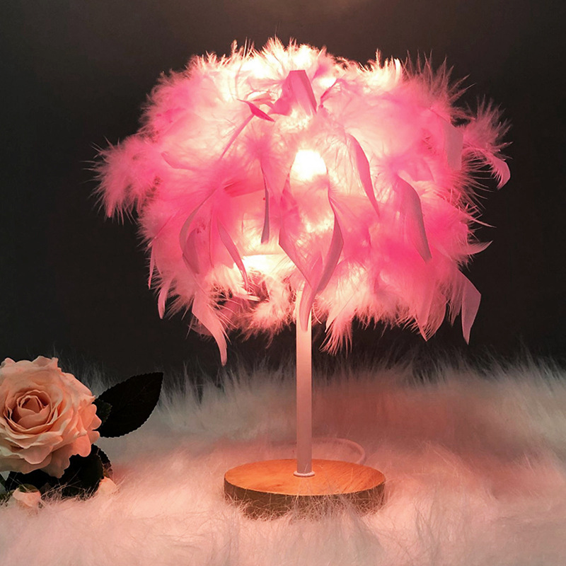 Feather lamp/Sleep lamp/Decorative desk lamp/Modern bedside lamp/Night lamp/Girls birthday gift